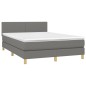vidaXL Cama box spring colchón y luces LED tela gris oscuro 140x190 cm vidaXL Cama box spring colchón y luces LED tela gris oscuro 140x190 cm