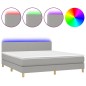 vidaXL Cama box spring con colchón tela y LED gris claro 180x200 cm vidaXL Cama box spring con colchón tela y LED gris claro 180x200 cm