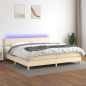 vidaXL Cama box spring con colchón y LED tela crema 200x200 cm vidaXL Cama box spring con colchón y LED tela crema 200x200 cm