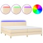 vidaXL Cama box spring con colchón y LED tela crema 200x200 cm vidaXL Cama box spring con colchón y LED tela crema 200x200 cm