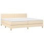 vidaXL Cama box spring con colchón y LED tela crema 200x200 cm vidaXL Cama box spring con colchón y LED tela crema 200x200 cm