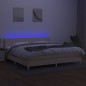 vidaXL Cama box spring con colchón y LED tela crema 200x200 cm vidaXL Cama box spring con colchón y LED tela crema 200x200 cm