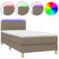 vidaXL Cama box spring con colchón LED tela gris taupe 90x200 cm vidaXL Cama box spring con colchón LED tela gris taupe 90x200 cm