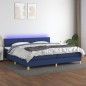 vidaXL Cama box spring con colchón y LED tela azul 200x200 cm vidaXL Cama box spring con colchón y LED tela azul 200x200 cm