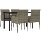 vidaXL Set comedor jardín 5 pzas y cojines ratán sintético negro gris vidaXL Set comedor jardín 5 pzas y cojines ratán sintético negro gris