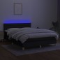 vidaXL Cama box spring colchón y luces LED tela negro 140x190 cm