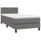 vidaXL Cama box spring y colchón LED cuero sintético gris 90x200 cm