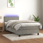 vidaXL Cama box spring colchón y LED terciopelo gris claro 100x200 cm vidaXL Cama box spring colchón y LED terciopelo gris claro 100x200 cm