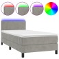 vidaXL Cama box spring colchón y LED terciopelo gris claro 100x200 cm vidaXL Cama box spring colchón y LED terciopelo gris claro 100x200 cm