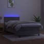 vidaXL Cama box spring colchón y LED terciopelo gris claro 100x200 cm vidaXL Cama box spring colchón y LED terciopelo gris claro 100x200 cm