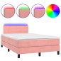 vidaXL Cama box spring colchón y LED terciopelo rosa 120x200 cm vidaXL Cama box spring colchón y LED terciopelo rosa 120x200 cm