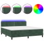vidaXL Cama box spring colchón y LED terciopelo verde oscuro 180x200cm vidaXL Cama box spring colchón y LED terciopelo verde oscuro 180x200cm