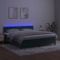 vidaXL Cama box spring colchón y LED terciopelo verde oscuro 180x200cm vidaXL Cama box spring colchón y LED terciopelo verde oscuro 180x200cm