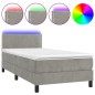 vidaXL Cama box spring colchón y LED terciopelo gris claro 90x190 cm vidaXL Cama box spring colchón y LED terciopelo gris claro 90x190 cm
