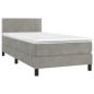vidaXL Cama box spring colchón y LED terciopelo gris claro 90x190 cm vidaXL Cama box spring colchón y LED terciopelo gris claro 90x190 cm