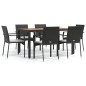 vidaXL Set de comedor de jardín 7 pzas y cojines ratán sintético negro