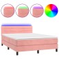 vidaXL Cama box spring colchón y LED terciopelo rosa 140x200 cm vidaXL Cama box spring colchón y LED terciopelo rosa 140x200 cm