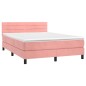 vidaXL Cama box spring colchón y LED terciopelo rosa 140x190 cm vidaXL Cama box spring colchón y LED terciopelo rosa 140x190 cm