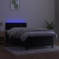 vidaXL Cama box spring colchón y LED terciopelo negro 90x200 cm