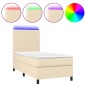 vidaXL Cama box spring colchón y luces LED tela crema 90x200 cm vidaXL Cama box spring colchón y luces LED tela crema 90x200 cm
