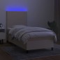 vidaXL Cama box spring colchón y luces LED tela crema 90x200 cm vidaXL Cama box spring colchón y luces LED tela crema 90x200 cm