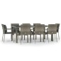 vidaXL Set comedor jardín 9 pzas y cojines ratán sintético gris vidaXL Set comedor jardín 9 pzas y cojines ratán sintético gris
