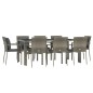 vidaXL Set comedor jardín 9 pzas y cojines ratán sintético gris vidaXL Set comedor jardín 9 pzas y cojines ratán sintético gris
