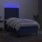 vidaXL Cama box spring colchón y luces LED tela azul 100x200 cm vidaXL Cama box spring colchón y luces LED tela azul 100x200 cm