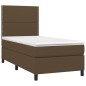 vidaXL Cama box spring colchón luces LED tela marrón oscuro 100x200cm vidaXL Cama box spring colchón luces LED tela marrón oscuro 100x200cm