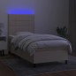 vidaXL Cama box spring colchón y luces LED tela crema 100x200 cm vidaXL Cama box spring colchón y luces LED tela crema 100x200 cm