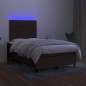 vidaXL Cama box spring con colchón y LED tela marrón oscuro 120x200 cm vidaXL Cama box spring con colchón y LED tela marrón oscuro 120x200 cm