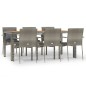 vidaXL Set comedor jardín 7 pzas y cojines ratán sintético gris vidaXL Set comedor jardín 7 pzas y cojines ratán sintético gris
