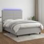 vidaXL Cama box spring colchón y luces LED tela gris claro 140x190 cm vidaXL Cama box spring colchón y luces LED tela gris claro 140x190 cm