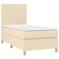 vidaXL Cama box spring colchón y luces LED tela color crema 90x190 cm vidaXL Cama box spring colchón y luces LED tela color crema 90x190 cm