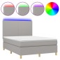 vidaXL Cama box spring colchón y luces LED tela gris claro 140x200 cm vidaXL Cama box spring colchón y luces LED tela gris claro 140x200 cm
