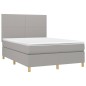 vidaXL Cama box spring colchón y luces LED tela gris claro 140x200 cm vidaXL Cama box spring colchón y luces LED tela gris claro 140x200 cm
