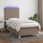 vidaXL Cama box spring colchón y luces LED tela gris taupe 90x200 cm vidaXL Cama box spring colchón y luces LED tela gris taupe 90x200 cm