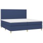 vidaXL Cama box spring colchón y luces LED tela azul 200x200 cm