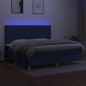 vidaXL Cama box spring colchón y luces LED tela azul 200x200 cm