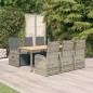 vidaXL Set comedor jardín 7 pzas y cojines ratán sintético gris vidaXL Set comedor jardín 7 pzas y cojines ratán sintético gris
