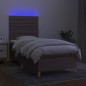 vidaXL Cama box spring colchón y luces LED tela gris taupe 90x190 cm vidaXL Cama box spring colchón y luces LED tela gris taupe 90x190 cm