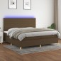 vidaXL Cama box spring colchón luces LED tela marrón oscuro 200x200 cm vidaXL Cama box spring colchón luces LED tela marrón oscuro 200x200 cm
