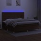 vidaXL Cama box spring colchón luces LED tela marrón oscuro 200x200 cm vidaXL Cama box spring colchón luces LED tela marrón oscuro 200x200 cm