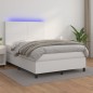 vidaXL Cama box spring colchón y LED cuero sintético blanco 140x190 cm vidaXL Cama box spring colchón y LED cuero sintético blanco 140x190 cm