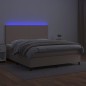 vidaXL Cama box spring colchón LED cuero sintético capuchino 160x200cm vidaXL Cama box spring colchón LED cuero sintético capuchino 160x200cm
