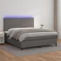 vidaXL Cama box spring colchón y LED cuero sintético gris 180x200 cm
