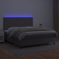 vidaXL Cama box spring colchón y LED cuero sintético gris 180x200 cm