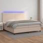vidaXL Cama box spring colchón LED cuero sintético capuchino 200x200cm vidaXL Cama box spring colchón LED cuero sintético capuchino 200x200cm