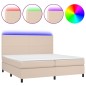 vidaXL Cama box spring colchón LED cuero sintético capuchino 200x200cm vidaXL Cama box spring colchón LED cuero sintético capuchino 200x200cm