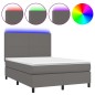vidaXL Cama box spring colchón y LED cuero sintético gris 140x200 cm vidaXL Cama box spring colchón y LED cuero sintético gris 140x200 cm